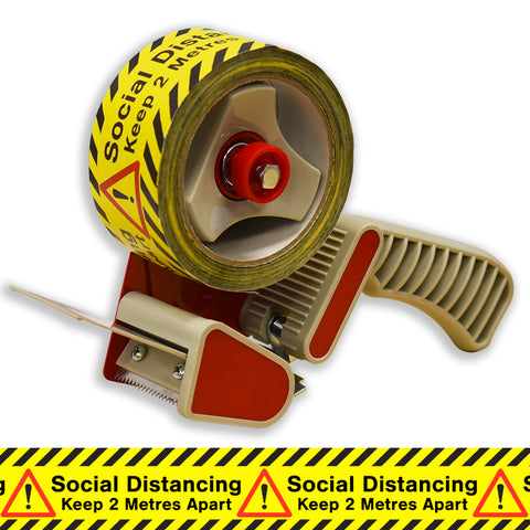 CLEARANCE - Social Distancing 2m Printed Black & Yellow Floortape